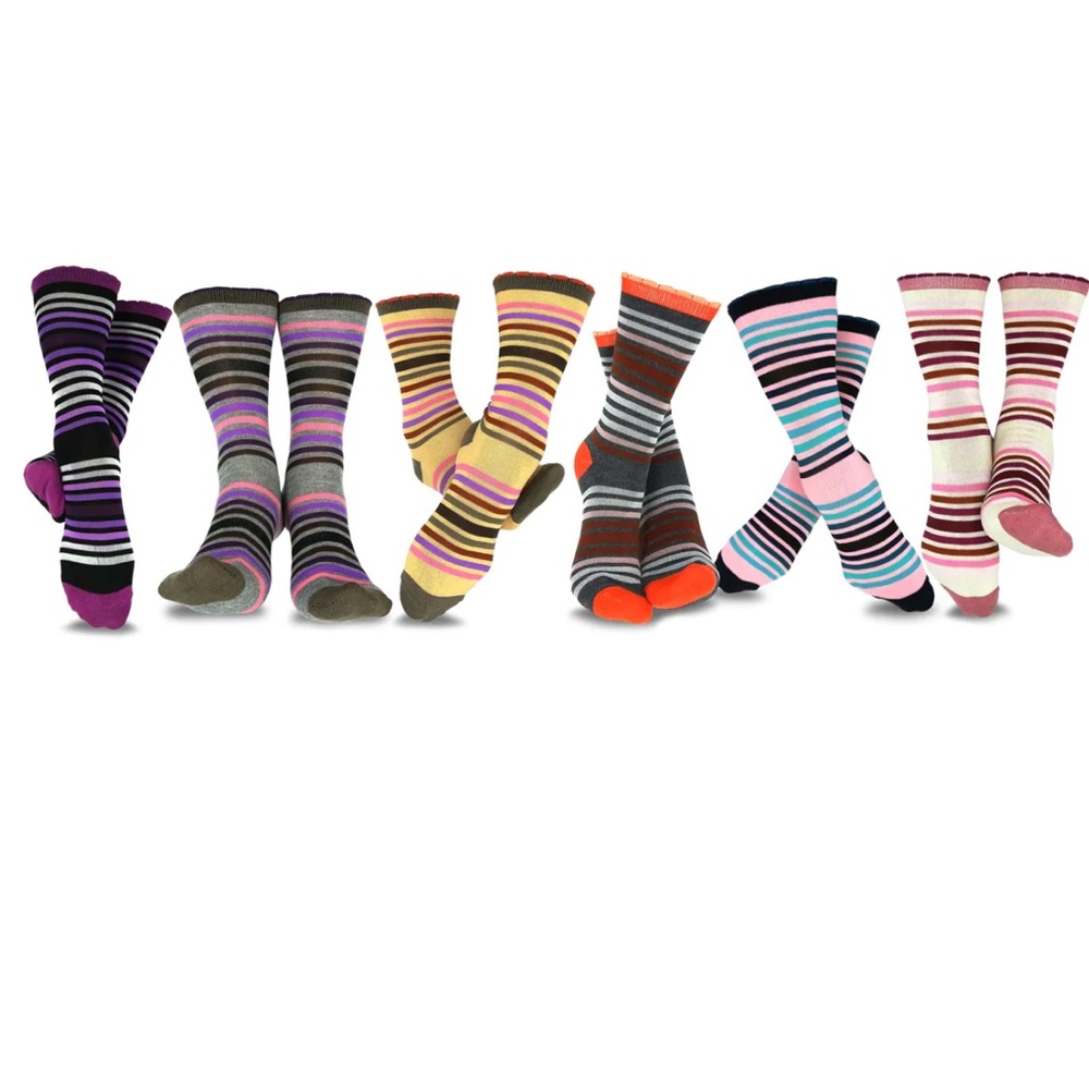 NEW TEEHEE Women's Casual Polyester Crew Multi Scallop 6-Pack